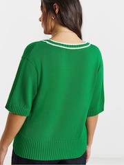 Simply Be Short Sleeve Cardigan with Contrast Trim - Imaginea 2 din 4