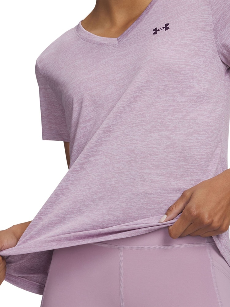 Under Armour Dark Pink Tech Twist V-Neck T-Shirt - Image 3 of 3 Under Armour Dark Pink Tech Twist V-Neck T-Shirt - Image 3 of 3