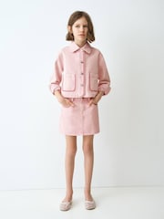 Mango Pink Stitch Detail Denim Jacket - Image 1 of 5