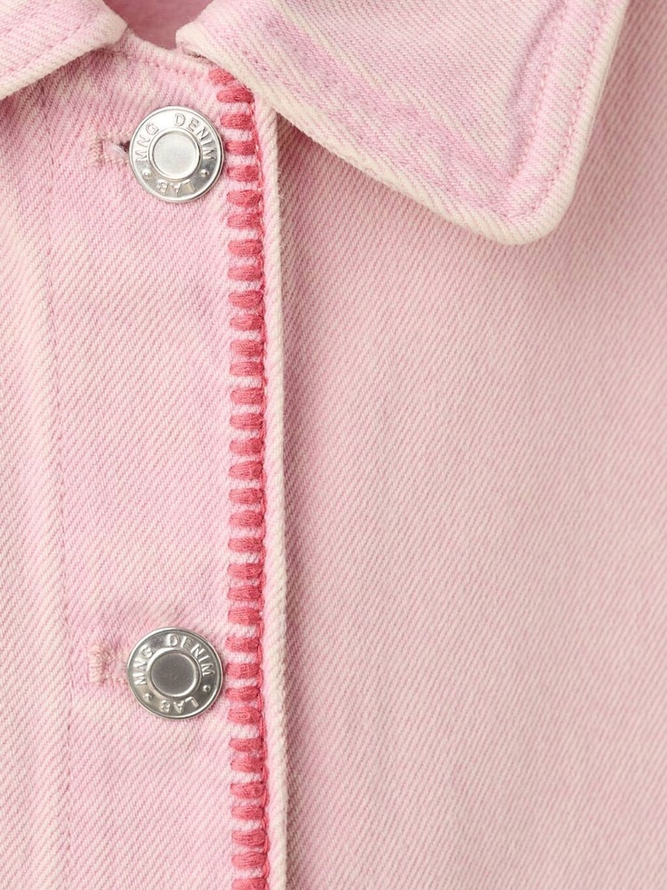 Mango Pink Stitch Detail Denim Jacket - Image 5 of 5