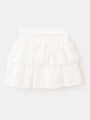 Mango White Broderie Ruffle Mini Skirt - Image 1 of 4