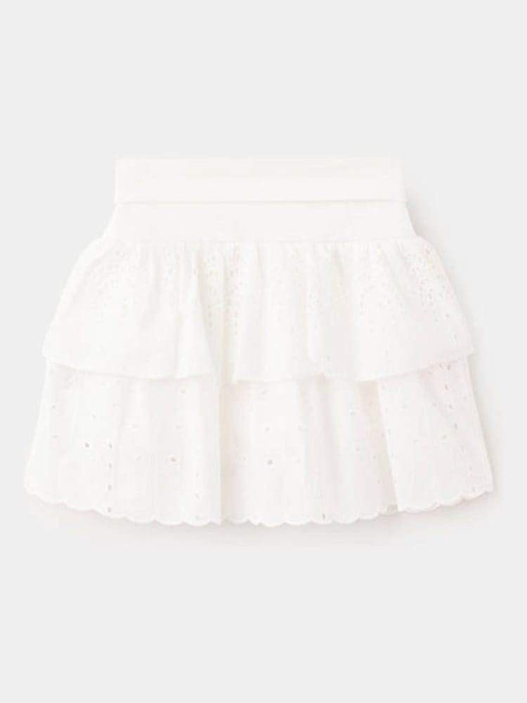 Mango White Broderie Ruffle Mini Skirt - Image 2 of 4