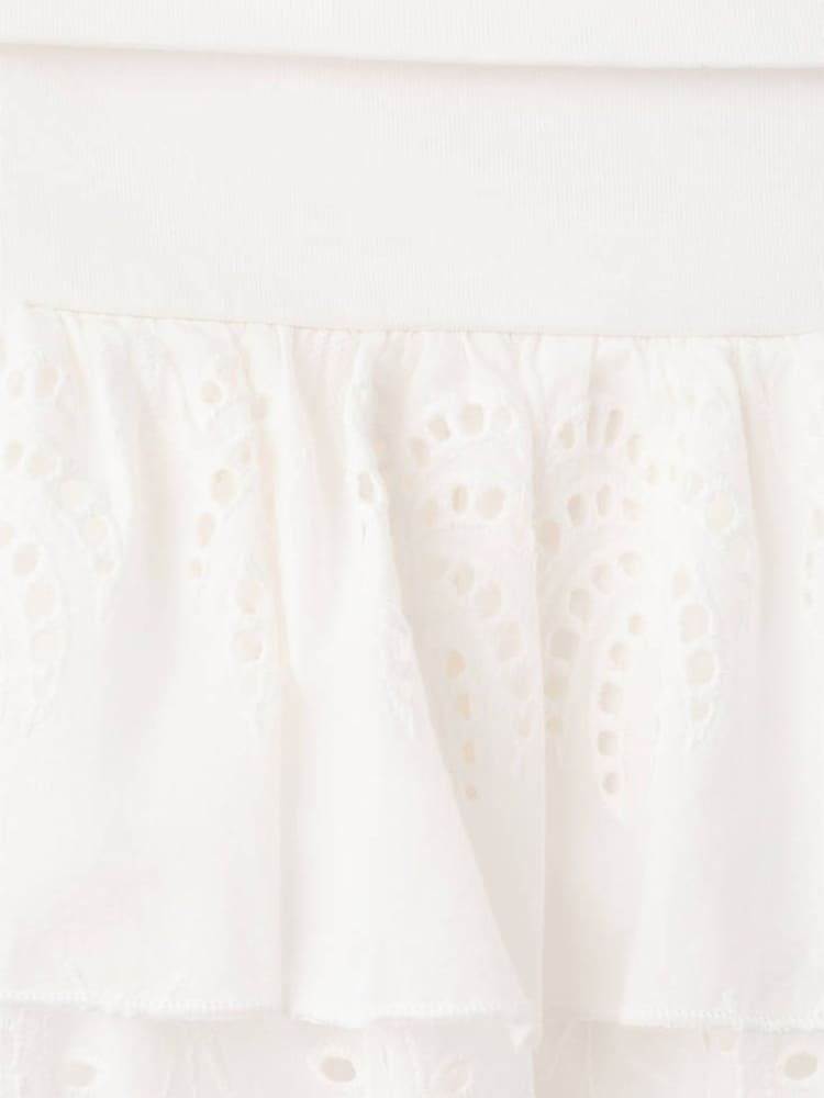 Mango White Broderie Ruffle Mini Skirt - Image 4 of 4