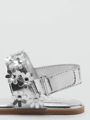 Mango Silver Flower Detail Sandals - Image 3 of 3