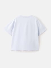 Mango Blue Scalloped Hem Seashell Embroidered T-Shirt - Image 2 of 3