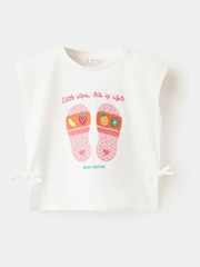 Mango White Tie-Front Embroidered T-Shirt - Image 1 of 4
