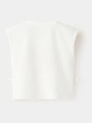 Mango White Tie-Front Embroidered T-Shirt - Image 2 of 4