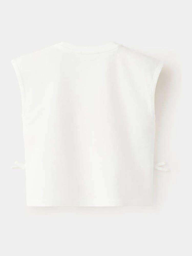 Mango White Tie-Front Embroidered T-Shirt - Image 2 of 4