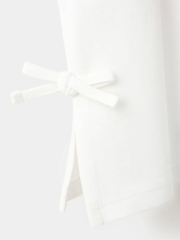 Mango White Tie-Front Embroidered T-Shirt - Image 4 of 4