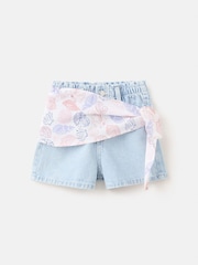 Mango Blue Scarf Detail Denim Shorts - Image 1 of 3