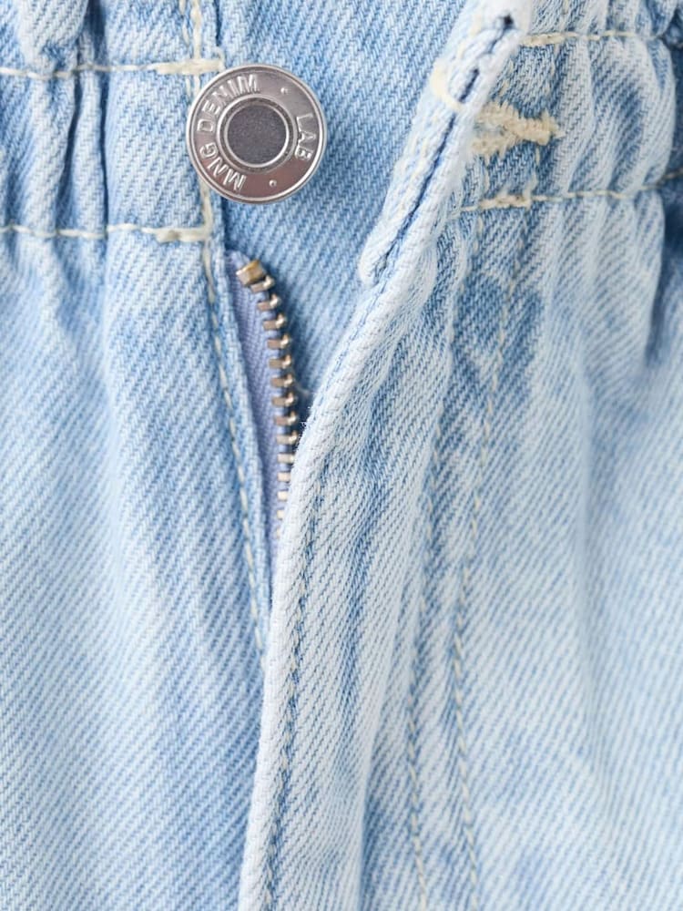 Mango Blue Scarf Detail Denim Shorts - Image 3 of 3