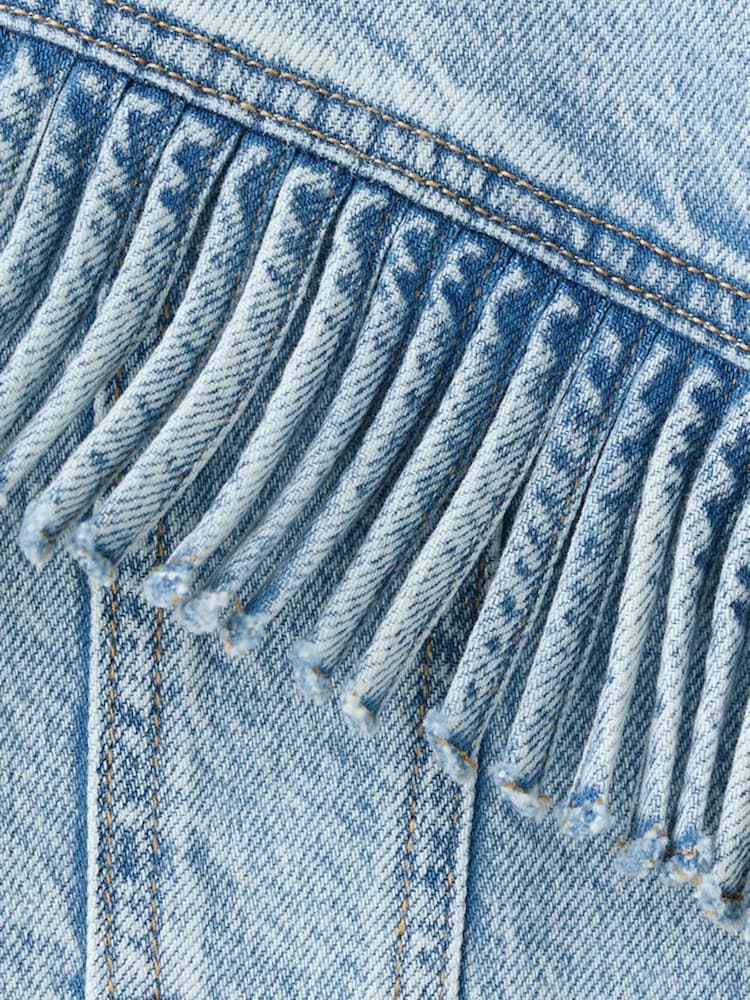 Mango Blue Fringe Denim Jacket - Image 5 of 5 Mango Blue Fringe Denim Jacket - Image 5 of 5