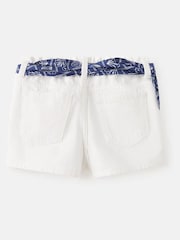 Mango White Scarf Detail Denim Shorts - Image 2 of 3