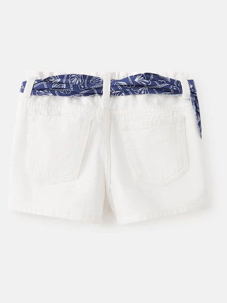 Mango White Scarf Detail Denim Shorts - Image 2 of 3