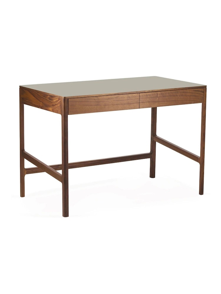 The Conran Shop Walnut Charcoal Domus 2 Drawer Desk - Image 1 of 4 The Conran Shop Walnut Charcoal Domus 2 Drawer Desk - Image 1 of 4
