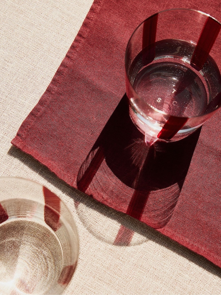 The Conran Shop Set of 4 Burgundy Nova Stripe 500ml Tumblers - Image 2 of 7 The Conran Shop Set of 4 Burgundy Nova Stripe 500ml Tumblers - Image 2 of 7