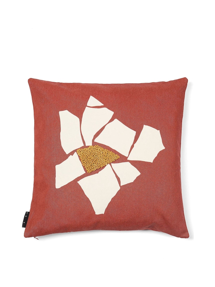 The Conran Shop Red Pieces Mosaic Flower Cushion 50x50cm - Image 1 of 7