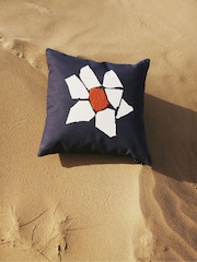 The Conran Shop Navy Blue Pieces Mosaic Flower Cushion 50x50cm - Image 3 of 3