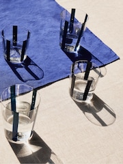 The Conran Shop Set of 4 Navy Nova Stripe 360ml Tumblers - Image 1 of 6