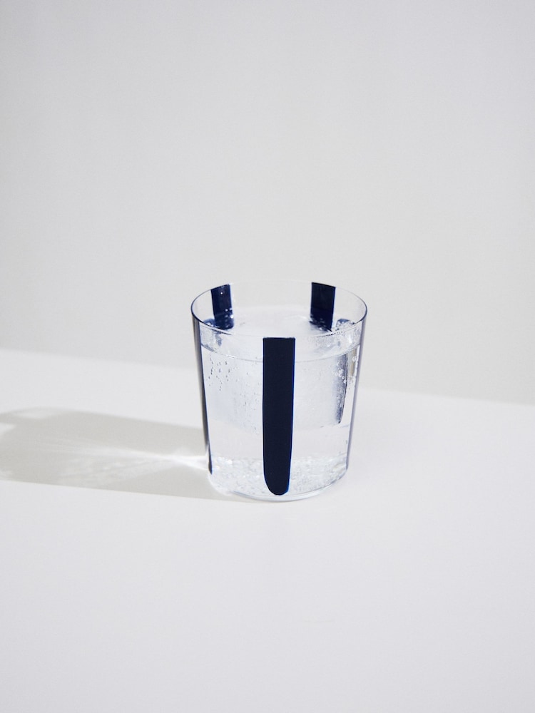 The Conran Shop Set of 4 Navy Nova Stripe 360ml Tumblers - Image 2 of 6 The Conran Shop Set of 4 Navy Nova Stripe 360ml Tumblers - Image 2 of 6