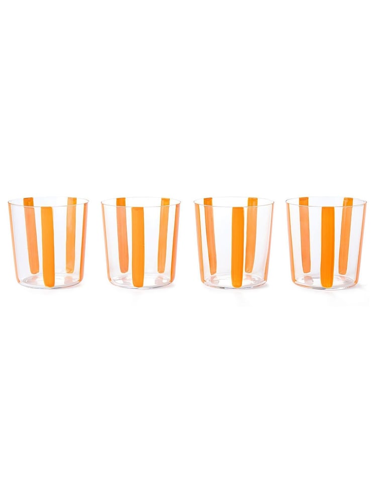 The Conran Shop Set of 4 Orange Nova Stripe Tumblers 360ml - Image 1 of 6 The Conran Shop Set of 4 Orange Nova Stripe Tumblers 360ml - Image 1 of 6