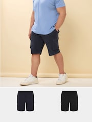 BadRhino Big & Tall Black Stretch Chino Shorts 2 Pack - Image 1 of 3