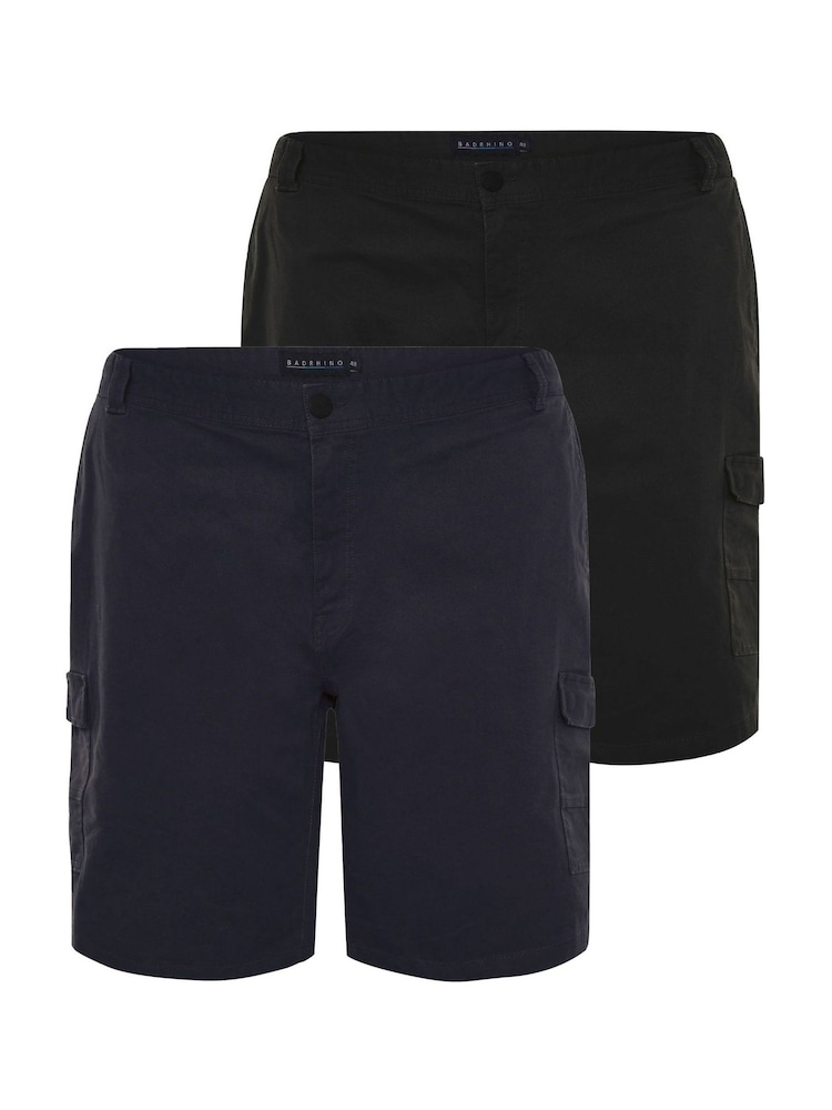 BadRhino Big & Tall Black Stretch Chino Shorts 2 Pack - Image 2 of 3