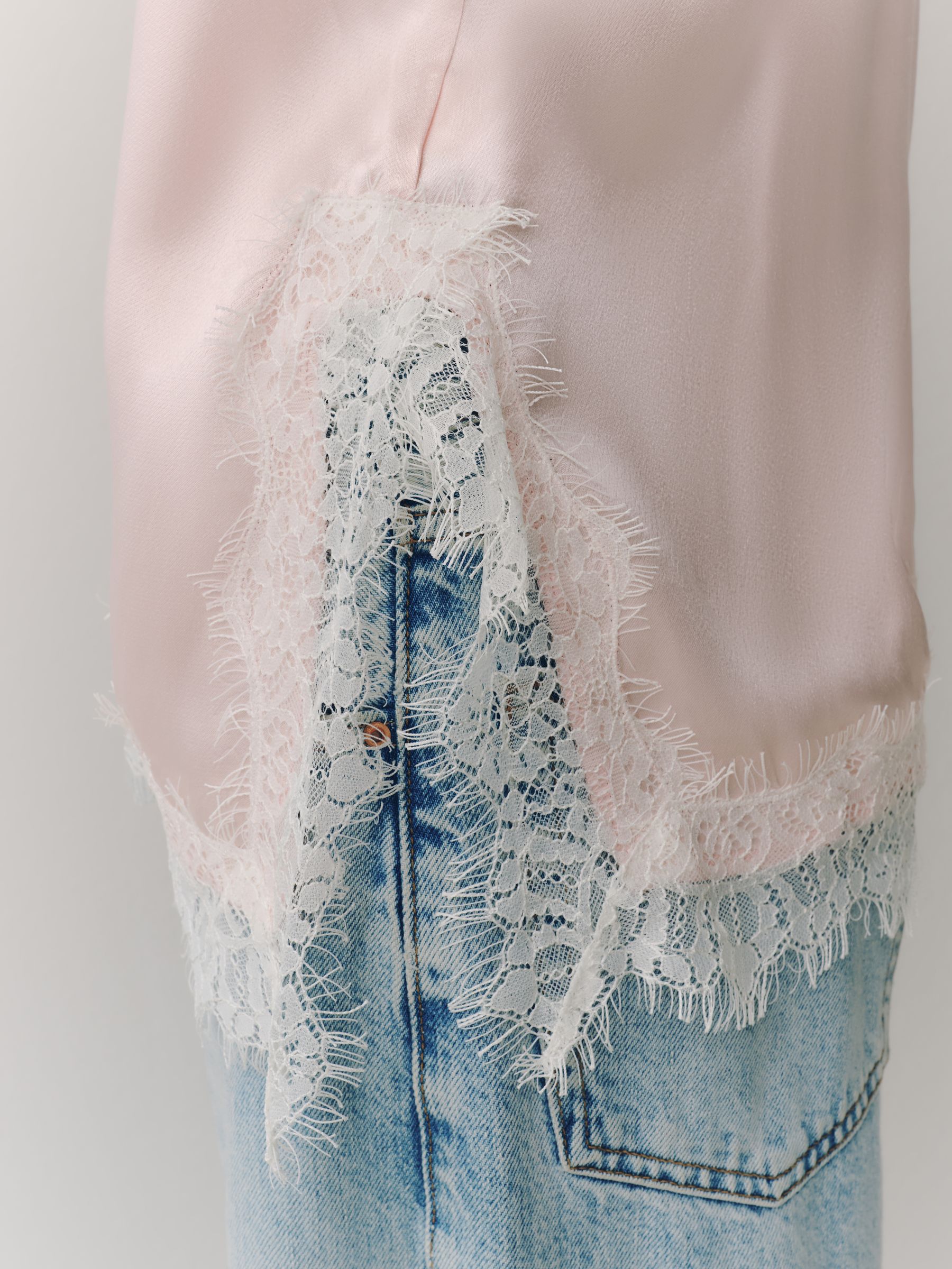 Buy Pink/Cream Side Split Satin Lace Trim Cami Top from Next USA