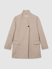 Reiss Jett Wool-Blend Collarless Blind-Seam Short Coat - Slika 2 od 10