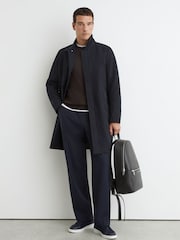Reiss Navy Lawlen Technical Long Zip-Through Jacket - Image 5 of 6