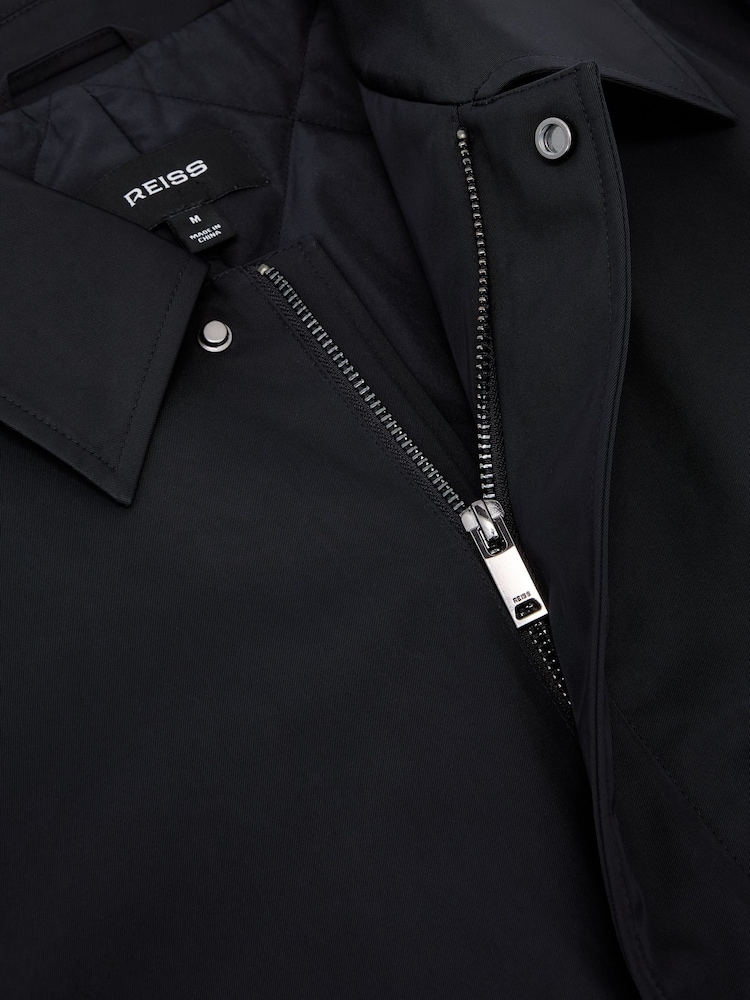 Reiss Navy Lawlen Technical Long Zip-Through Jacket - Image 6 of 6 Reiss Navy Lawlen Technical Long Zip-Through Jacket - Image 6 of 6