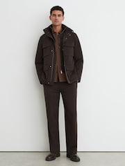 Մուգ շագանակագույն - Reiss Glick Four-Pocket Hooded Jacket with Removable Gilet - Պատկեր 3 6-ից