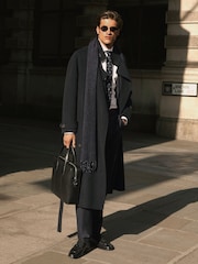 Reiss Navy Selation Wool-Blend Blindseam Belted Overcoat - Image 1 of 10