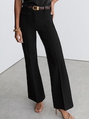Reiss Black Claude Tall High Rise Flared Trousers - Image 1 of 7