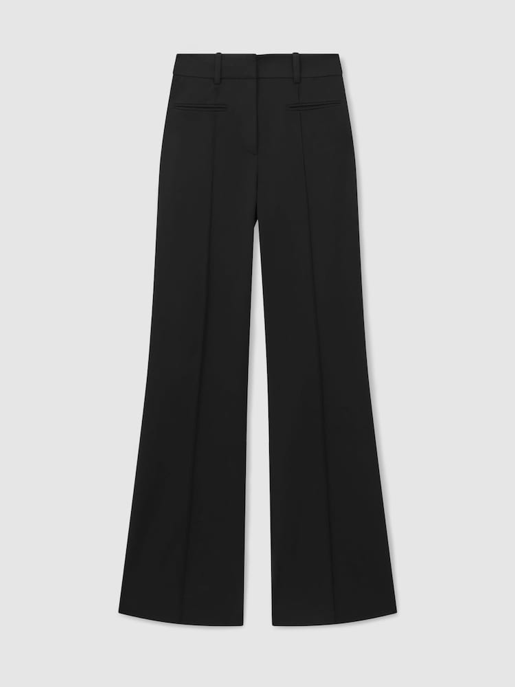 Reiss Black Claude Tall High Rise Flared Trousers - Image 2 of 7
