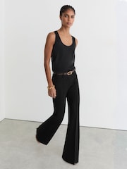 Reiss Black Claude Tall High Rise Flared Trousers - Image 4 of 7