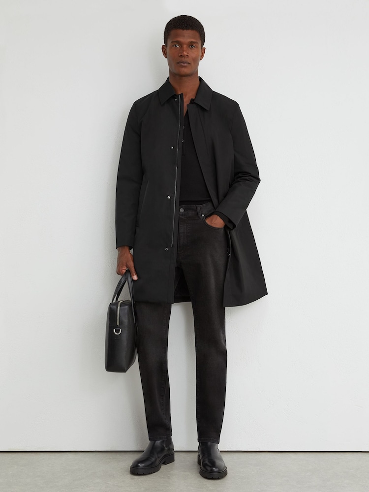 Reiss Black Lawlen Technical Long Zip-Through Jacket - Image 1 of 7 Reiss Black Lawlen Technical Long Zip-Through Jacket - Image 1 of 7