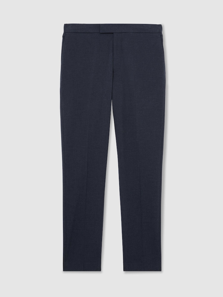 Reiss Airforce Blue Melange Found Slim Fit Stretch Drawstring Trousers - Image 2 of 6