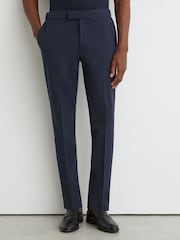 Reiss Airforce Blue Melange Found Slim Fit Stretch Drawstring Trousers - Image 3 of 6