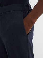 Reiss Airforce Blue Melange Found Slim Fit Stretch Drawstring Trousers - Image 4 of 6