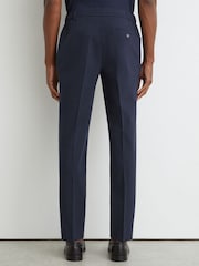 Reiss Airforce Blue Melange Found Slim Fit Stretch Drawstring Trousers - Image 5 of 6