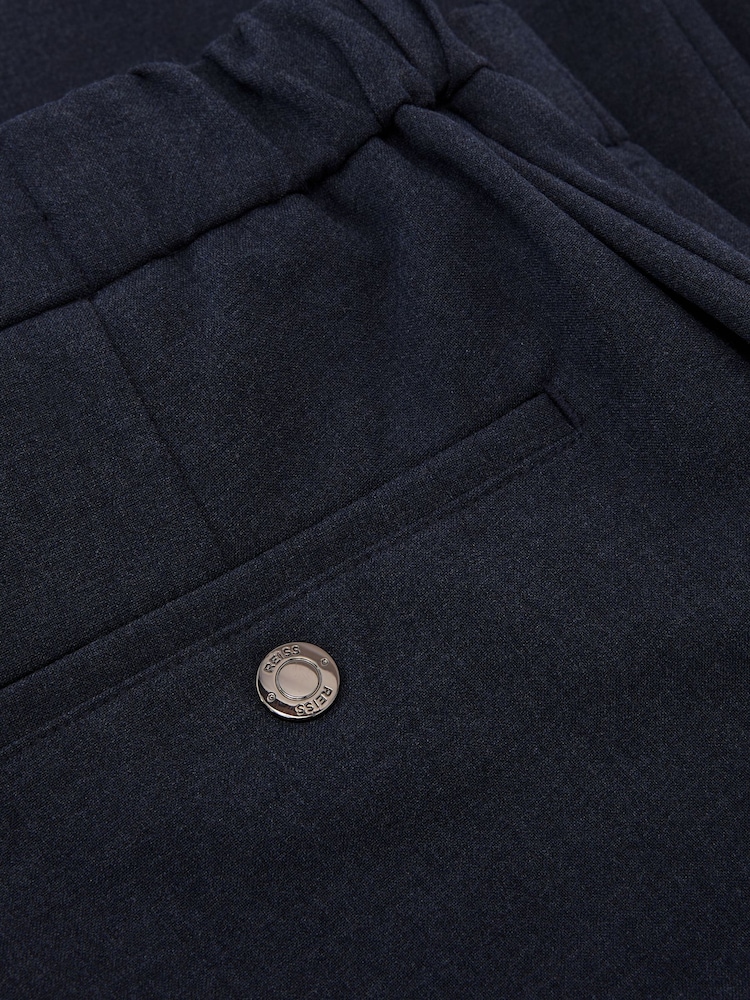 Reiss Airforce Blue Melange Found Slim Fit Stretch Drawstring Trousers - Image 6 of 6