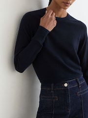 Reiss Navy Sadie Merino Wool Crew-Neck Jumper - Image 1 of 7