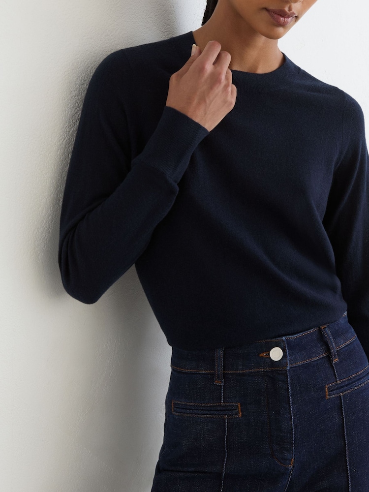 Reiss Navy Sadie Merino Wool Crew-Neck Jumper - Image 1 of 7 Reiss Navy Sadie Merino Wool Crew-Neck Jumper - Image 1 of 7