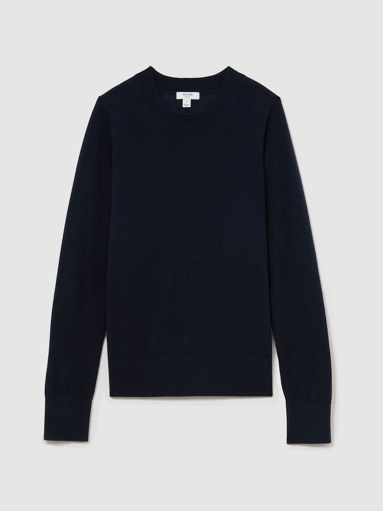 Reiss Navy Sadie Merino Wool Crew-Neck Jumper - Image 2 of 7 Reiss Navy Sadie Merino Wool Crew-Neck Jumper - Image 2 of 7