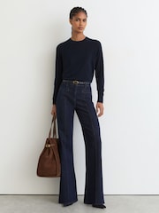 Reiss Navy Sadie Merino Wool Crew-Neck Jumper - Image 3 of 7