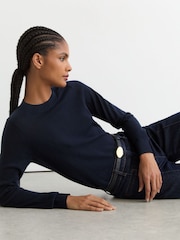 Reiss Navy Sadie Merino Wool Crew-Neck Jumper - Image 5 of 7