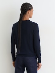 Reiss Navy Sadie Merino Wool Crew-Neck Jumper - Image 6 of 7