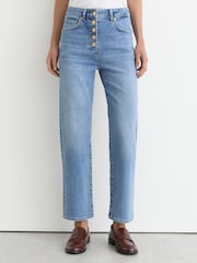 Mörk Blå - Reiss Lana Raka ben, Croppad Jeans - Bild 3 av 7