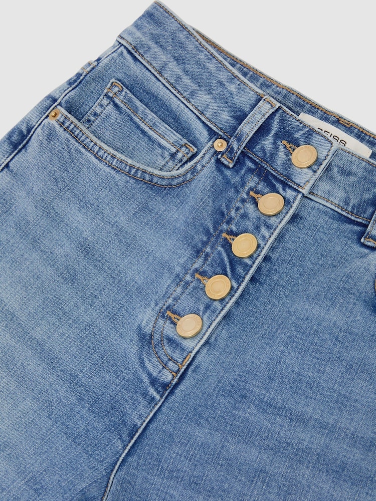Mörk Blå - Reiss Lana Raka ben, Croppad Jeans - Bild 7 av 7
